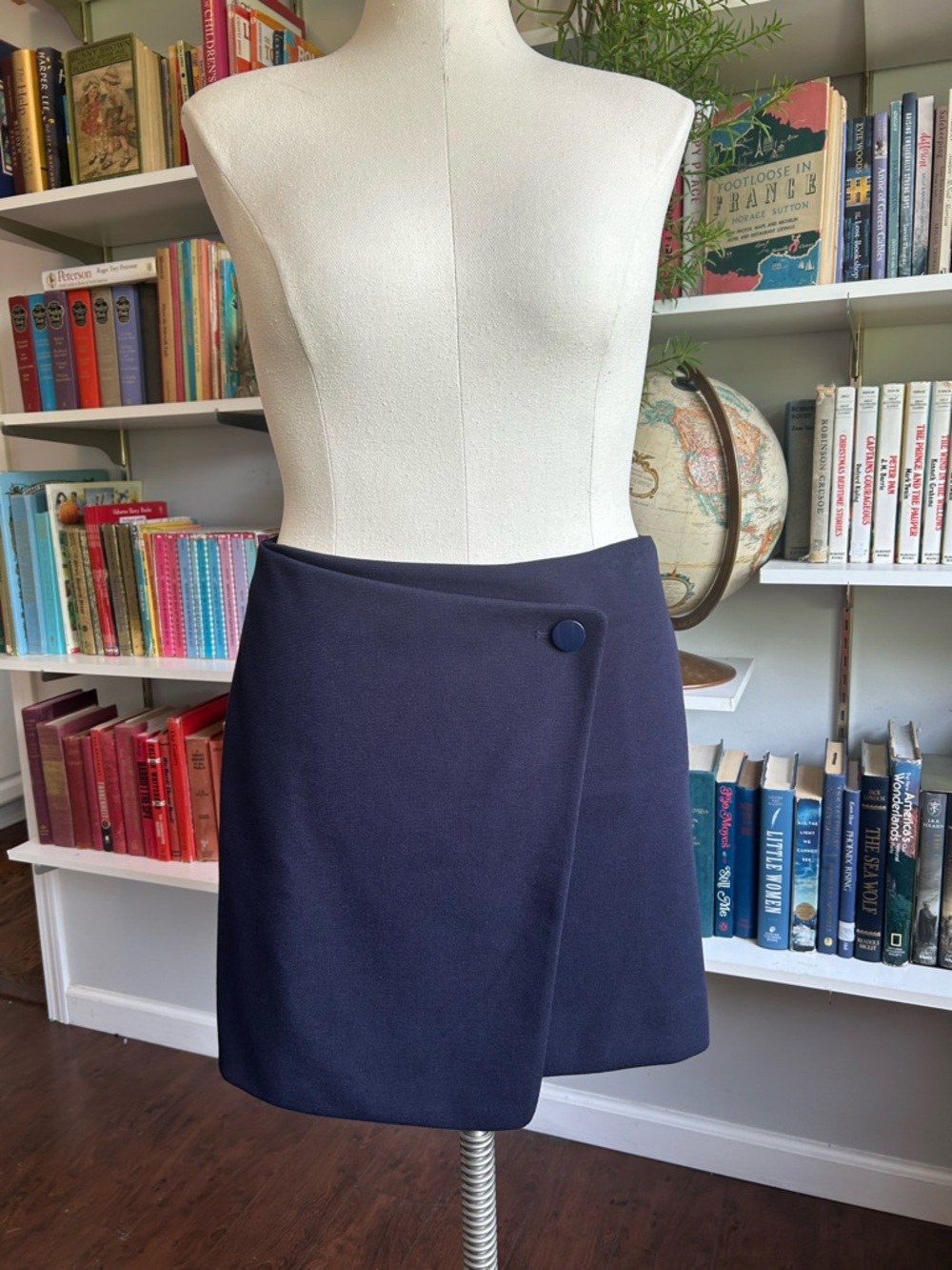 LOFT Navy Wrap-Style Mini Skirt